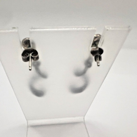 Vintage Sterling Silver Black Enamel Spiral Drop Earrings Modernist Mexico JA - Picture 5 of 12